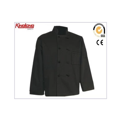 Chaqueta de chef negra, uniforme de chaqueta de chef negra para trabajo de cocina, uniforme de chaqueta de chef negra para trabajo de cocina de chef