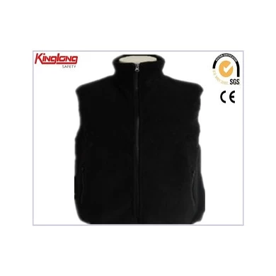 Black Soft Sleeveless Polar Fleece Jacket , Full Zipper Ploar Fleece Vest China Supplier