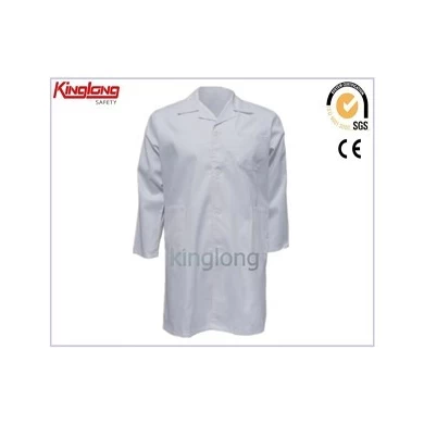 Bleach White Color Lab Coat,65%Polyester 35%Cotton Fabric Anti-Wrinkle Doctor Uniform