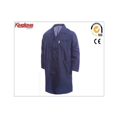 Modrá tlačítka typu bavlněný laboratorní plášť, nová nemocniční uniforma v profesionálním designu