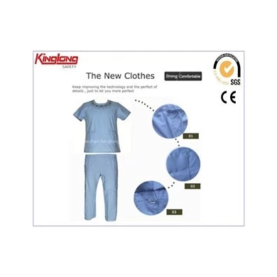 Blauwe professionele stijl poly katoen ziekenhuis uniformen, hoge kwaliteit unisex verpleegkundige scrubs te koop