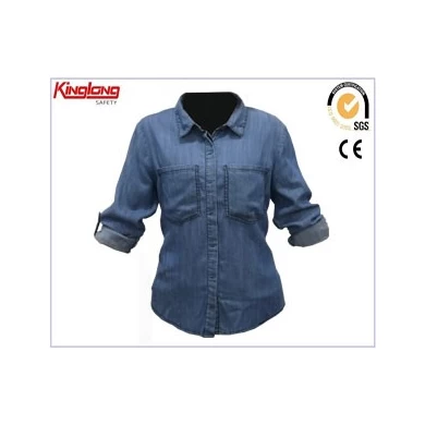 Oddychająca koszula dżinsowa Chiny dostawca, Chiny producent odzieży roboczej Jeans koszula