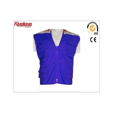 Zářivě modrý poly bavlněný letní kabát do pasu, vesta na pracovní nářadí čínský výrobce