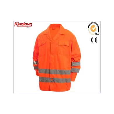 Giacca da lavoro arancione CVC, giacca da lavoro arancione riflettente in tessuto CVC, giacca da lavoro da lavoro arancione riflettente in tessuto CVC HIVI