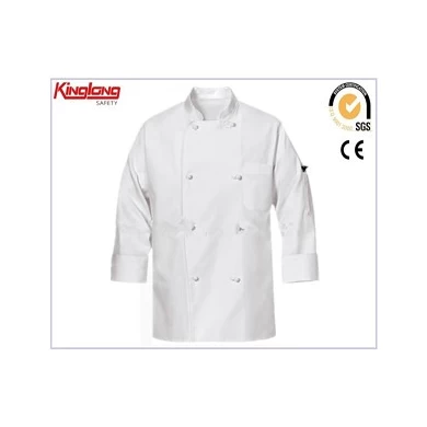 Bianchi chef uniforme, Bianchi catering cuoco unifrom, doppio petto bianchi manica lunga Catering Chef unifrom