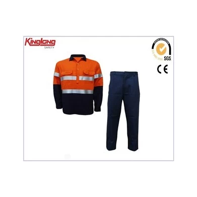 Fornecedor da China Terno hivis 100% algodão, mangas compridas uniforme de botão trespassado