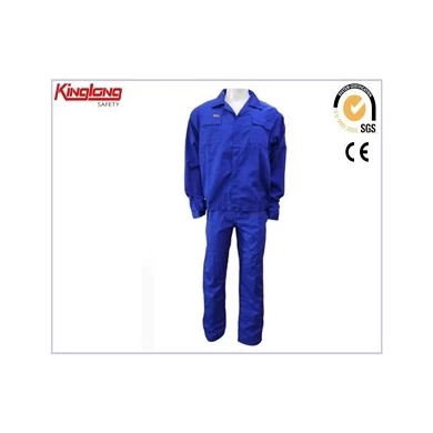 Modrá pracovní uniforma dodavatele z Číny, kalhoty a bunda ze 100% bavlny