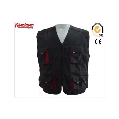 Gilet di tela di sicurezza del fornitore della Cina, gilet da lavoro economico in policotone