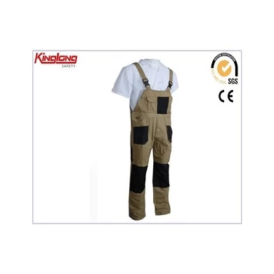 China Wholesale Polycotton Cargo Bib Pants,Color Combination Bib Trousers for Men