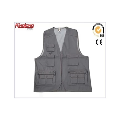 China groothandel werkvest voor werknemers, katoenen multipocket vest unisex