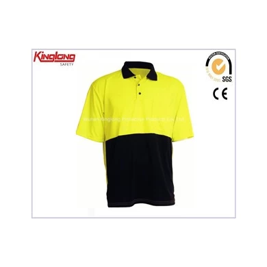 China fabriek groothandel geel en zwart shirt, geavanceerd materiaal poloshirt met korte mouwen