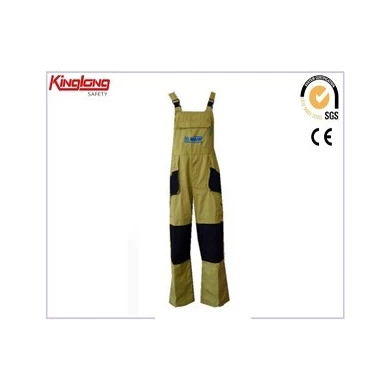 China manafacturer polycotton fabric popular coverall, adjustable straps beige coverall uniform