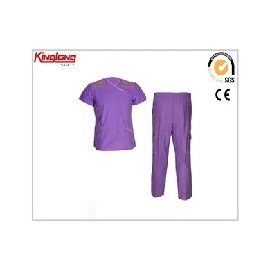 Uniforme médico de China con camisa y pantalón, uniforme médico elegante de 65 % poliéster y 35 % tela de algodón