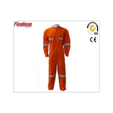China supplier hivis reflective tapes orange coverall, chest pockets full zipper fire resistance coverall