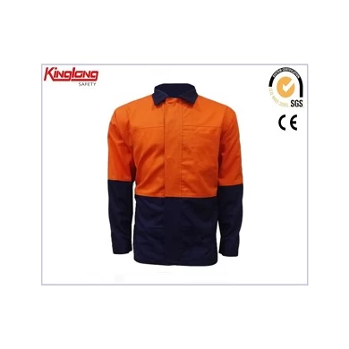 Chaqueta de camisa de algodón con combinación de colores, fabricante de China de chaqueta de trabajo HIVI
