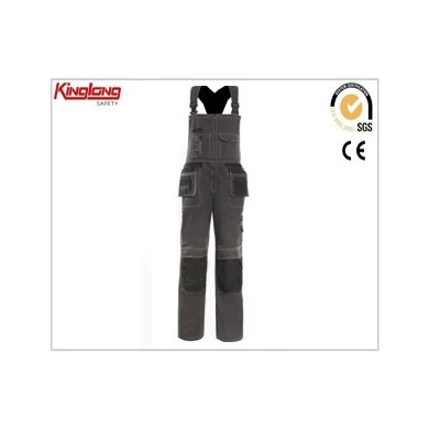 Detachable pocket brass button zipper bib overalls,High quality mens working bib pants