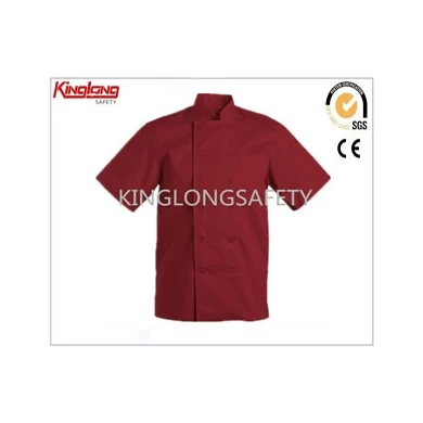 Fashion Comfortable Polyester Cotton Chef Coat Cook Uniform Red Chef Jacket china workwear supplier