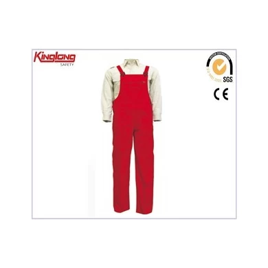 Fashion design chest pockets with zipper red bibpant, long straight legs advanced material bibpant