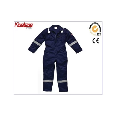 Fire retardant mens plus size 100%cotton blue coveralls with safety reflective tapes