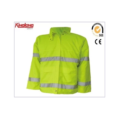 Ropa de trabajo de invierno cálida fluorescente, proveedor de chaqueta de invierno de China