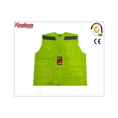 Vest met fluorescerende gele reflecterende tapes, vest met hoge zichtbaarheid en een goede prijs