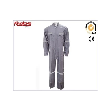 Tute da lavoro da uomo uniformi di colore grigio, tute in tessuto popeline di fornitura del produttore dorato della Cina