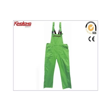 Pantaloni con bretelle in policotone verde di alta qualità in vendita, fornitore di salopette da lavoro da uomo in porcellana