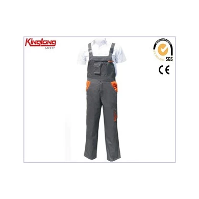 Szare i pomarańczowe wytrzymałe spodnie na szelkach, jednolite spodnie na szelkach Power Workwear Dostawca w Chinach