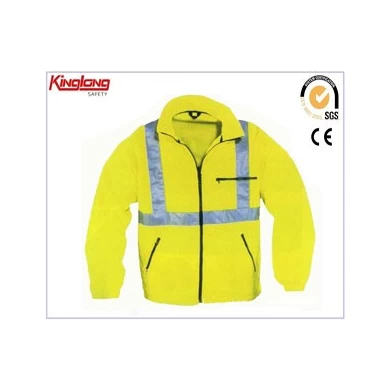 Hi Vis gewatteerd winterjack met reflecterende tape, uniforme werkkleding voor bouwvakkers