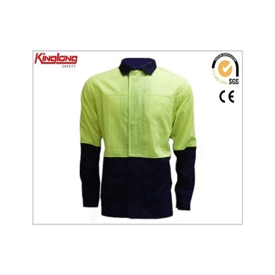 Męska koszula robocza Hi vis Safety Hi Vis Męska koszula robocza bezpieczeństwa fluorescencyjnie żółta Męska koszula robocza Hi Vis