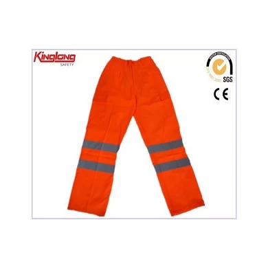 Vysoce viditelné oranžové pracovní kalhoty, reflexní oranžové pracovní kalhoty s vysokou viditelností, tkanina CVC, reflexní oranžové pracovní kalhoty s vysokou viditelností