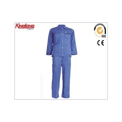 Jaqueta e calça de trabalho de alta qualidade, roupas de trabalho de tecido 100％ algodão com dois bolsos laterais nas pernas