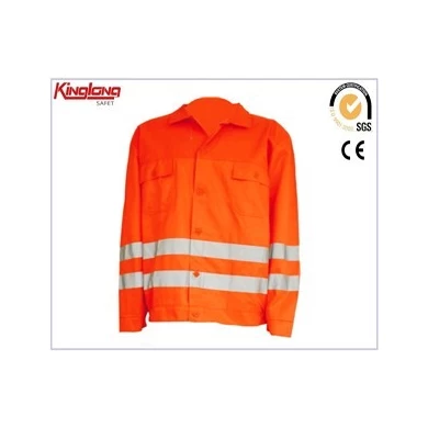 High visibility reflective tapes orange jacket, china manafacturer chest pockets jacket