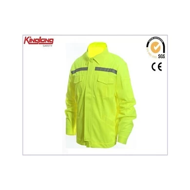 Hivis reflective tapes fluo yellow jacket, 65%poly35%cotton chest pockets