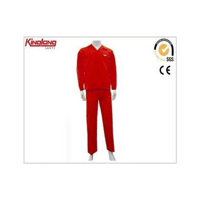 Hot sale color red polyester fabric working suits,High quality mens work shirts and pants