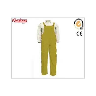 Hot sale mens high quality bibpant, classical design polycotton fabric yellow bibpant