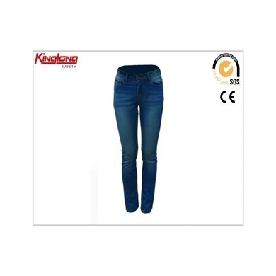 Calça jeans com bolsos laterais elásticos de venda imperdível, jeans de design de moda durável e funcional