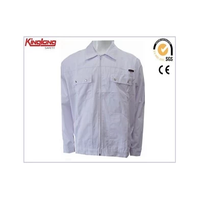 Jacket hot sale men's working uniform,White color easy clean fabric workwear jacket