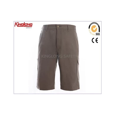 Kaki/beige kleur canvas casual shorts, zwarte combinatie met lus in taille cargo shorts