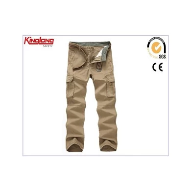 Kaki mens puur katoen / cargo broek werkkleding voor mannen