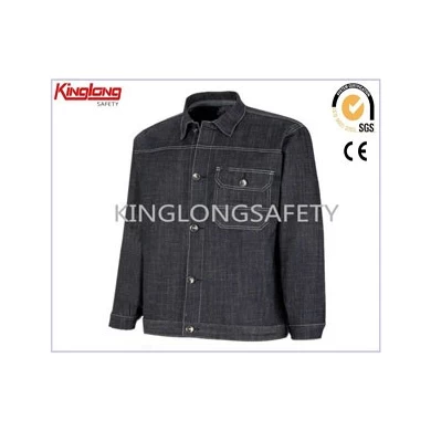 Man 100% Cotton Denim Work Jacket Factory,Denim Worker Uniform China Supplier