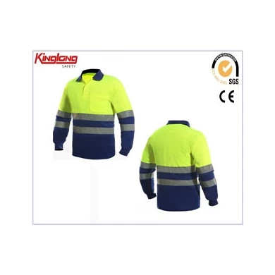 Mens Fluorescent Yellow Reflective Safety Clothing,Reflective Yellow Industrial Safety Polo Shirt