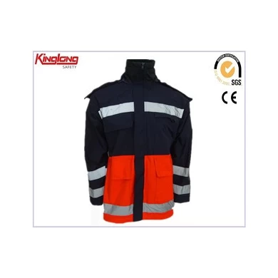 Para hombre invierno impermeable uniforme de la chaqueta, forro polar para hombre de color naranja fluorescente invierno impermeable uniforme de la chaqueta