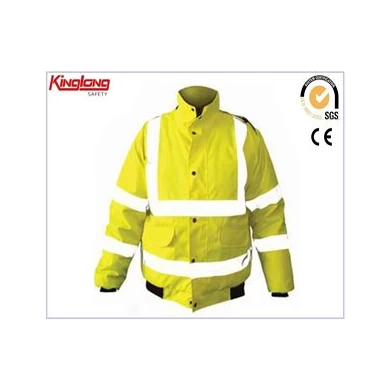 Mens Waterproof Winter Jacket Uniform, Fluo winter work pak met 5cm reflecterende banden