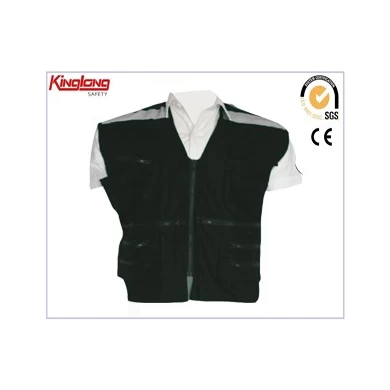 Mens high quality black vest, functional no sleeves pvc zipper vest