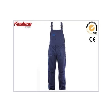 Námořnická modř jednoduchý design pracovní kalhoty s náprsenkou, bryndák vysoce kvalitní výrobce z Číny