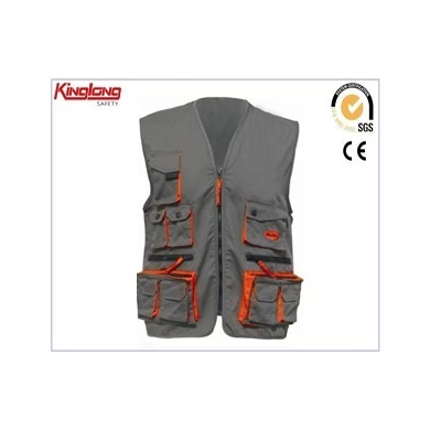New arrival high quality cargo vest, classical design polycotton fabric vest