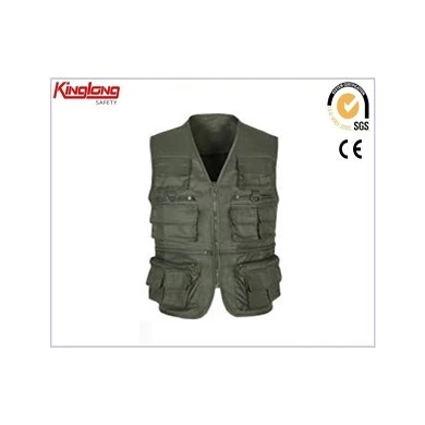 New arrival high quality sleeveless vest, chest pockets men grey working vest