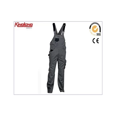 New design high quality working bib overalls,Polyester cotton fabric grey bib pants price