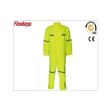 New design mens high quality coverall, reflective tapes yellow long coverall